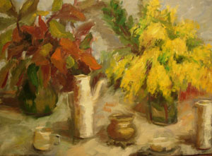 bodegón con flores